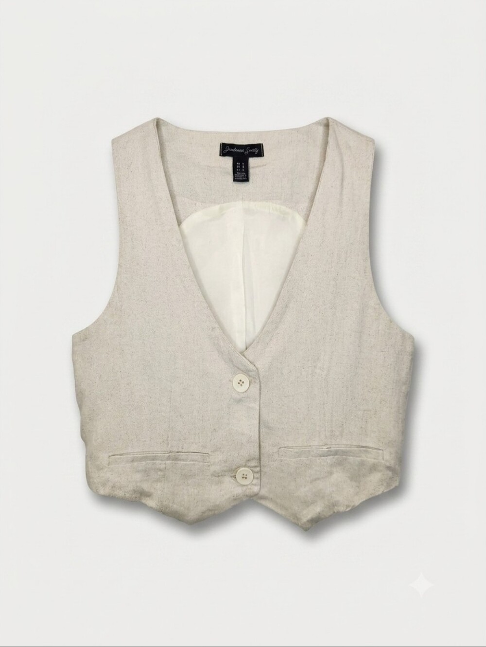NWT Sz S Streetwear Society Rayon Linen Beige Cream Button-Front Camisole Vest
